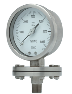 All SS pressure gauge, diaphragm type, low-medium pressure (P602)