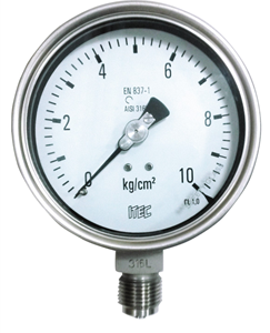 All stainless steel pressure gauge, DIN style case (P104)