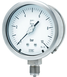 All SS solid front pressure gauge, with external zero adjustment (P202)