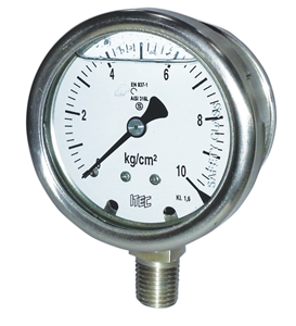 All SS solid front pressure gauge,<100 mm diameter (P203)