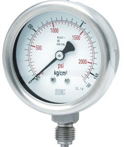 All SS pressure gauge, >=100 mm diameter (P103)