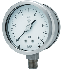 All SS solid front pressure gauge, >100 mm diameter (P201)